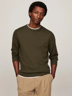 Tommy Hilfiger Neulepuserot|Kaikki Neuleet>Miesten Neule, PIMA ORG CTN CASHMERECREW NECK Armeijanvihreä