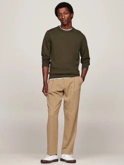 Tommy Hilfiger Neulepuserot|Kaikki Neuleet>Miesten Neule, PIMA ORG CTN CASHMERECREW NECK Armeijanvihreä