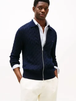 Tommy Hilfiger Neuletakit|Kaikki Neuleet>miesten neuletakki, CLASSIC CABLE POLO ZIP