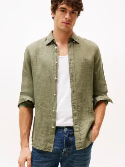 Tommy Hilfiger Kauluspaidat|Kaikki Paidat>miesten pellavapaita, PIGMENT DYED LINEN SOLID