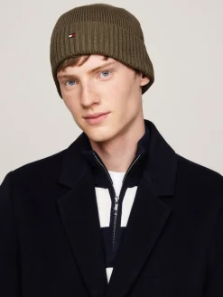 Tommy Hilfiger Pipot|Kaikki Päähineet>miesten pipo, TH FLAG PIMA COTTON BEANIE Armeijanvihreä
