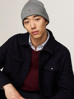 Tommy Hilfiger Pipot|Kaikki Päähineet>miesten pipo, TH FLAG PIMA COTTON BEANIE Vaaleanharmaa