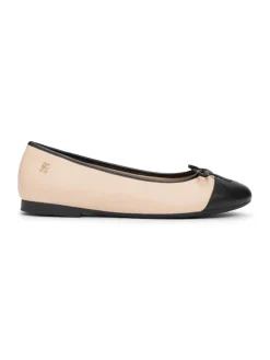 Tommy Hilfiger Kaikki Kengät|Tossut>naisten balleriinat, TOE CAP LEATHER BALLERINA Beige Kuosi