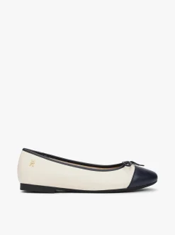 Tommy Hilfiger Kaikki Kengät|Tossut>naisten balleriinat, TOE CAP LEATHER BALLERINA Beige Kuosi