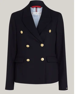 Tommy Hilfiger Bleiserit|Kevättakit>Naisten Bleiseri, PIQUE GOLD BUTTON REGULAR BLAZER