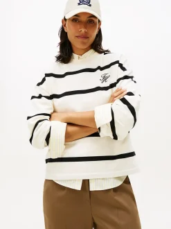 Tommy Hilfiger Collegepaidat|Kaikki Paidat>naisten collegepaita SCRIPT MDRN TERRY SWTSHRT, valkoinen raidallinen