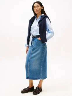 Tommy Hilfiger Hameet|Kaikki Mekot Ja Hameet>naisten hame, LANA MIDI HW SKIRT Indigo