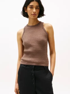 Tommy Hilfiger Topit|Kaikki Paidat>naisten hihaton neule, CO CABLE FINE SLIM SWEATER