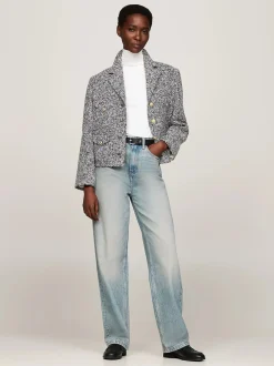 Tommy Hilfiger Bleiserit|Kevättakit>Naisten Jakku, BOUCLE WOOL MIX JACKET Harmaa Kuosi