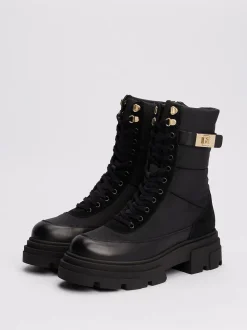 Tommy Hilfiger Maiharit, Nilkkurit Ja Saappaat|Kaikki Kengät>Naisten Kengät, BIKER LEATHER MIX LACE-UP