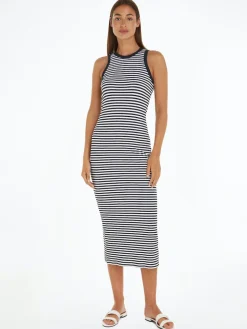 Tommy Hilfiger Mekot|Kaikki Mekot Ja Hameet>Naisten Maksimekko, SLIM 5X2 STR RIB MIDI DRESS