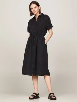 Tommy Hilfiger Mekot|Kaikki Mekot Ja Hameet>Naisten Mekko, LINEN SS MIDI SHIRT DRESS