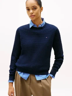 Tommy Hilfiger Kaikki Paidat|Neulepuserot>naisten neulepusero, CO CABLE C-NK LS SWEATER