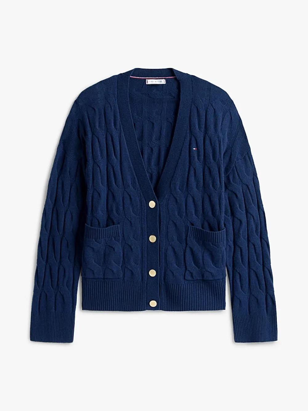 Tommy Hilfiger Neuletakit|Kaikki Neuleet>naisten neuletakki, SOFT WOOL CABLE V-NK LS CARDIGAN