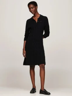 Tommy Hilfiger Neulemekot|Mekot>Naisten Neulemekko, SOFT WOOL CABLE POLO DRESS