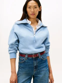 Tommy Hilfiger Collegepaidat|Kaikki Paidat>naisten neule, CLASSIC SCRIPT FLEECE HALF ZIP