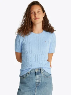 Tommy Hilfiger Kaikki Paidat|Neulepuserot>naisten neule, CO CABLE MID GG SS C-NK SWEAT