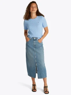 Tommy Hilfiger Kaikki Paidat|Neulepuserot>naisten neule, CO CABLE MID GG SS C-NK SWEAT