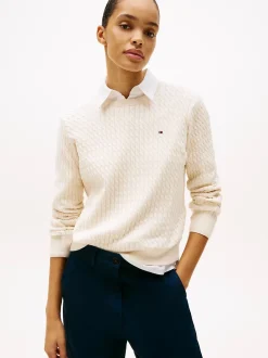 Tommy Hilfiger Kaikki Paidat|Neulepuserot>naisten neulepusero CO Cable C-NK LS Sweater,