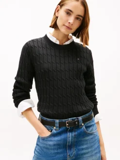 Tommy Hilfiger Kaikki Paidat|Neulepuserot>naisten neulepusero CO CABLE MID GG C-NK LS SWT,