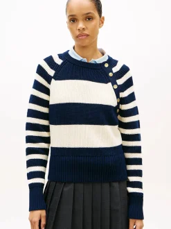 Tommy Hilfiger Kaikki Paidat|Neulepuserot>naisten neulepusero Gold Btn Utility LS C-NK SWT,