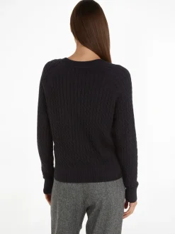 Tommy Hilfiger Kaikki Paidat|Neulepuserot>naisten neule, CO MINI CABLE C-NECK SWEATER