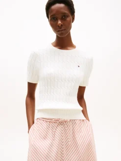 Tommy Hilfiger Kaikki Paidat|Neulepuserot>naisten neule, CO CABLE MID SS SWEATER