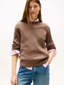 Tommy Hilfiger Kaikki Paidat|Neulepuserot>naisten neulepusero, CO CABLE C-NK LS SWEATER