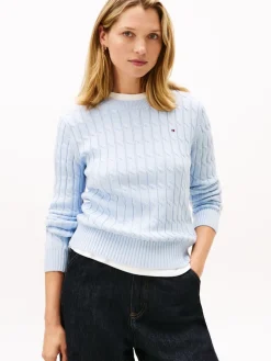 Tommy Hilfiger Kaikki Paidat|Neulepuserot>naisten neulepusero CO CABLE MID GG C-NK LS SWT,