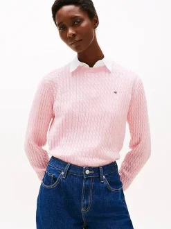Tommy Hilfiger Neulepuserot|Kaikki Neuleet>naisten neulepusero, CO CABLE C-NK LS SWEATER