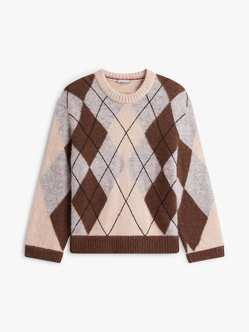 Tommy Hilfiger Kaikki Paidat|Neulepuserot>naisten neulepusero ALPACA BLEND ARGYLE C-NK LS SWEATER,
