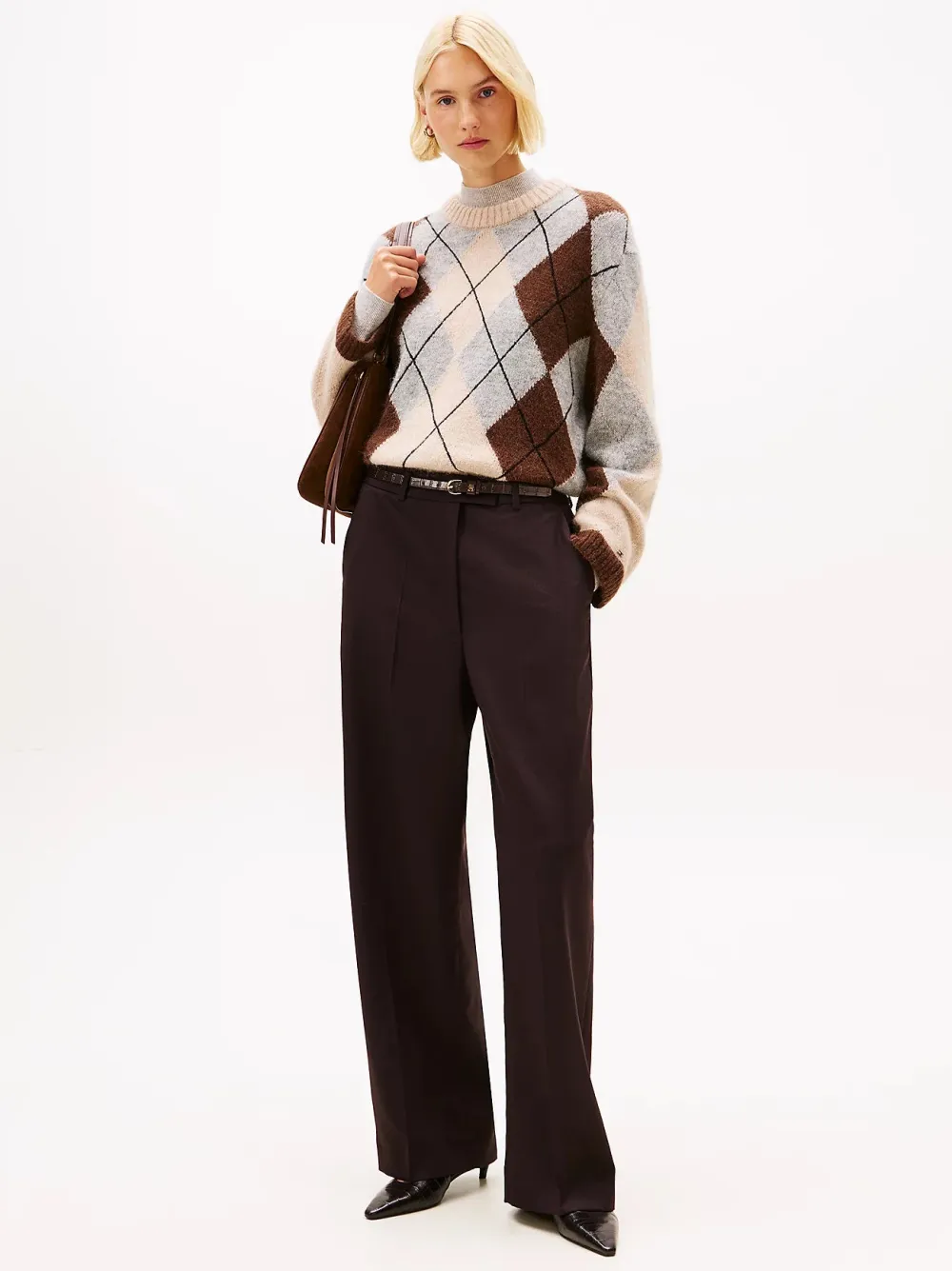 Tommy Hilfiger Kaikki Paidat|Neulepuserot>naisten neulepusero ALPACA BLEND ARGYLE C-NK LS SWEATER,