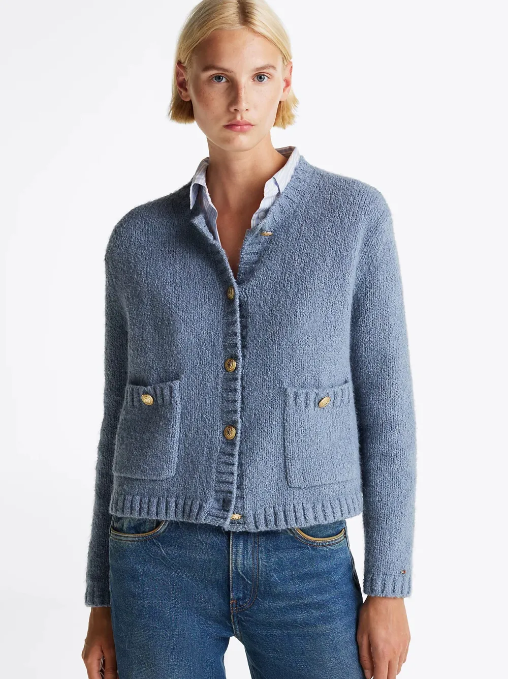 Tommy Hilfiger Neuletakit|Kaikki Neuleet>Naisten Neuletakki, TEXTURED GOLD BUTTON LADY JACKET