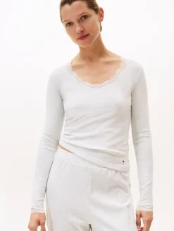 Tommy Hilfiger Kaikki Paidat|Pitkähihaiset Paidat>naisten paita, LS LACE TOP