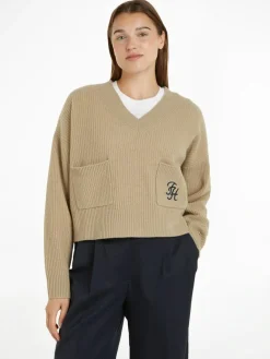Tommy Hilfiger Kaikki Paidat|Neulepuserot>naisten pusero, TH SCRIPT SOFT WOOL SWEATER