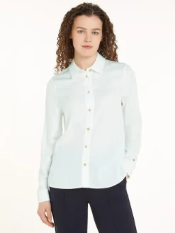 Tommy Hilfiger Paitapuserot|Kaikki Paidat>Naisten Pusero, GOLD BUTTON VISCOSE LS SHIRT