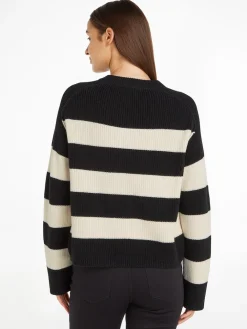 Tommy Hilfiger Neulepuserot|Kaikki Neuleet>Naisten Raidallinen Neulepaita, CO CARDI STITCH C-NK SWT