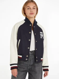 Tommy Hilfiger Talvitakit|Villakangastakit>naisten takki, IMD LEATHER WOOL BLEND BOMBER