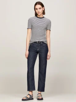 Tommy Hilfiger T-Paidat|Kaikki Paidat>Naisten T-Paita, SLIM CTN MODAL RIB STP C NECK SS