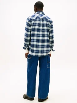 Tommy Jeans Kauluspaidat|Kaikki Paidat>miesten kauluspaita TJM Reg Flannel Check Shirt Ext Sininen, indigo