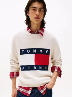 Tommy Jeans Neulepuserot|Kaikki Neuleet>miesten neulepusero, TJM REG MELANGE FLAG SWEATER