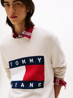 Tommy Jeans Neulepuserot|Kaikki Neuleet>miesten neulepusero, TJM REG MELANGE FLAG SWEATER