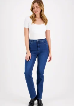 Very Nice Farkut|Kaikki Housut Ja Farkut>Naisten Farkut, Caramel 7345 Curvy Fit Indigo