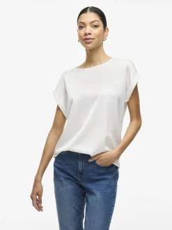 Vila Kaikki Paidat|T-Paidat>lyhythihainen toppi, VIELLETTE S/S SATIN TOP