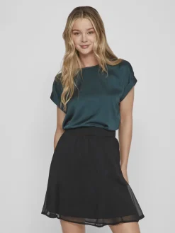 Vila T-Paidat|Kaikki Paidat>lyhythihainen toppi, VIELLETTE S/S SATIN TOP