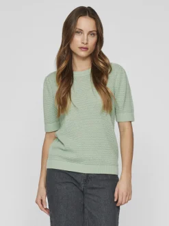Vila Neulepuserot|Kaikki Neuleet>naisten neulepusero, VIDALO O-NECK S/S KNIT TOP