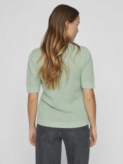 Vila Neulepuserot|Kaikki Neuleet>naisten neulepusero, VIDALO O-NECK S/S KNIT TOP