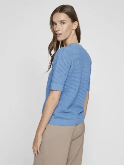 Vila Neulepuserot|Kaikki Neuleet>naisten neulepusero, VIDALO O-NECK S/S KNIT TOP