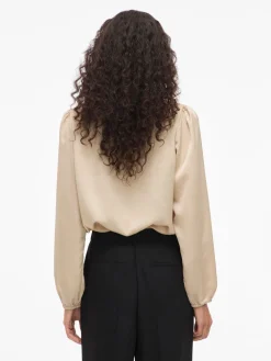 Vila Puserot|Kaikki Paidat>naisten pusero Vielette L/S Smock Satin Top,