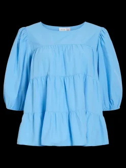 Vila Puserot|Kaikki Paidat>naisten pusero Vikelli 3/4 O-Neck Top, sininen